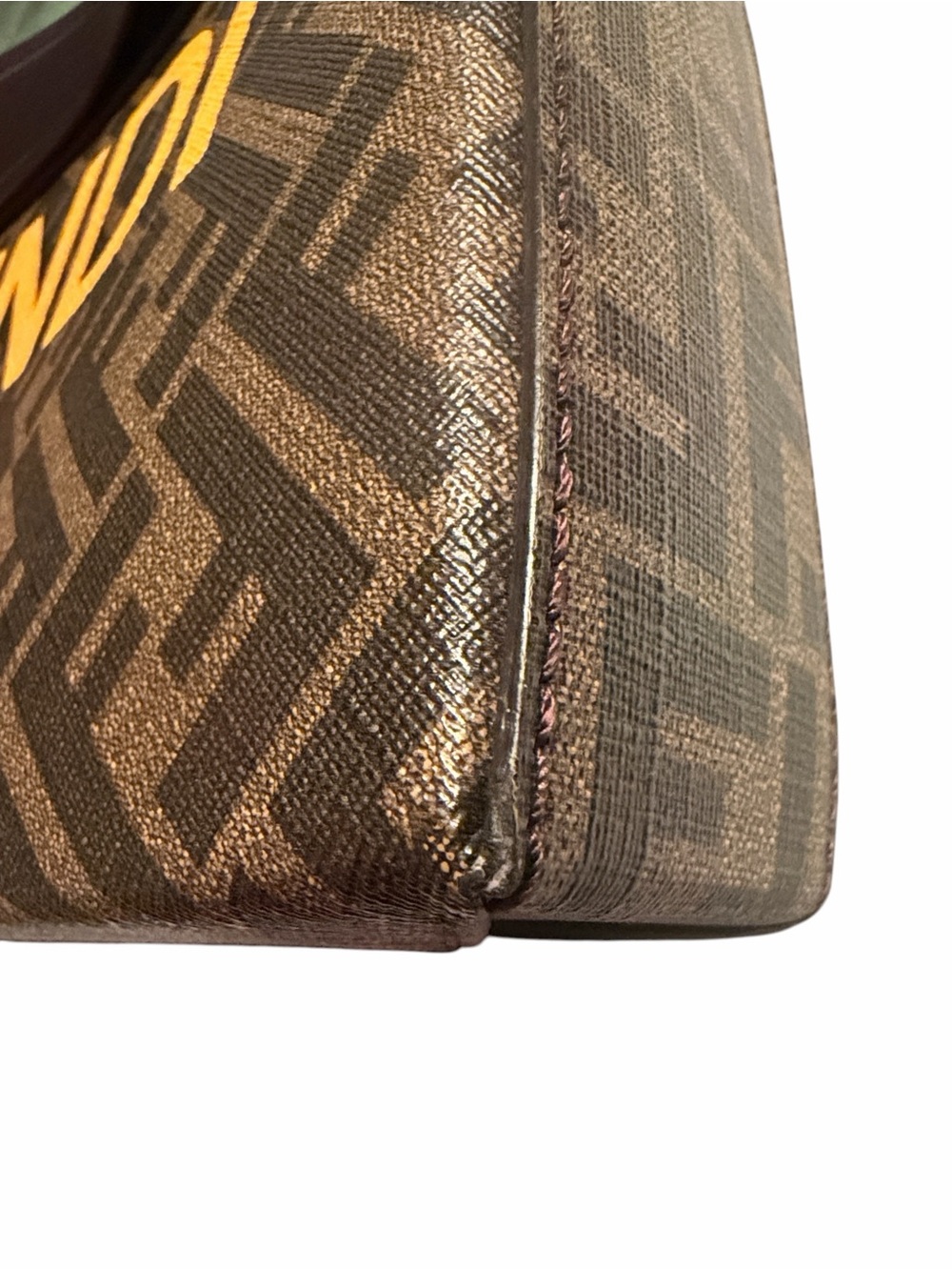 Authentic Fendi Leather Unisex Brown & Yellow Clutch - Picture 11 of 16